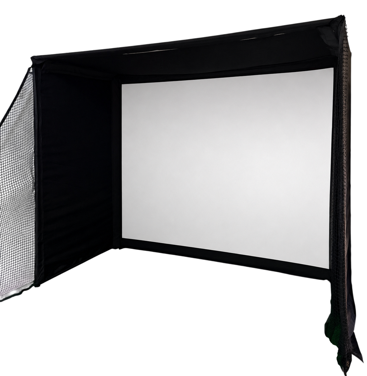 Iron Tee indoor golf simulator enclosure with professional screen setup